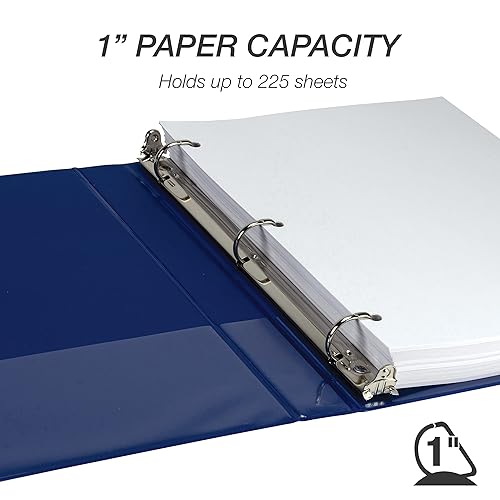 Vista 454 de Samsill Carpeta duradera de 1.5 pulgadas, fabricada en los Estados Unidos, carpeta de anillos en D, carpeta transparente personalizable, color Negro