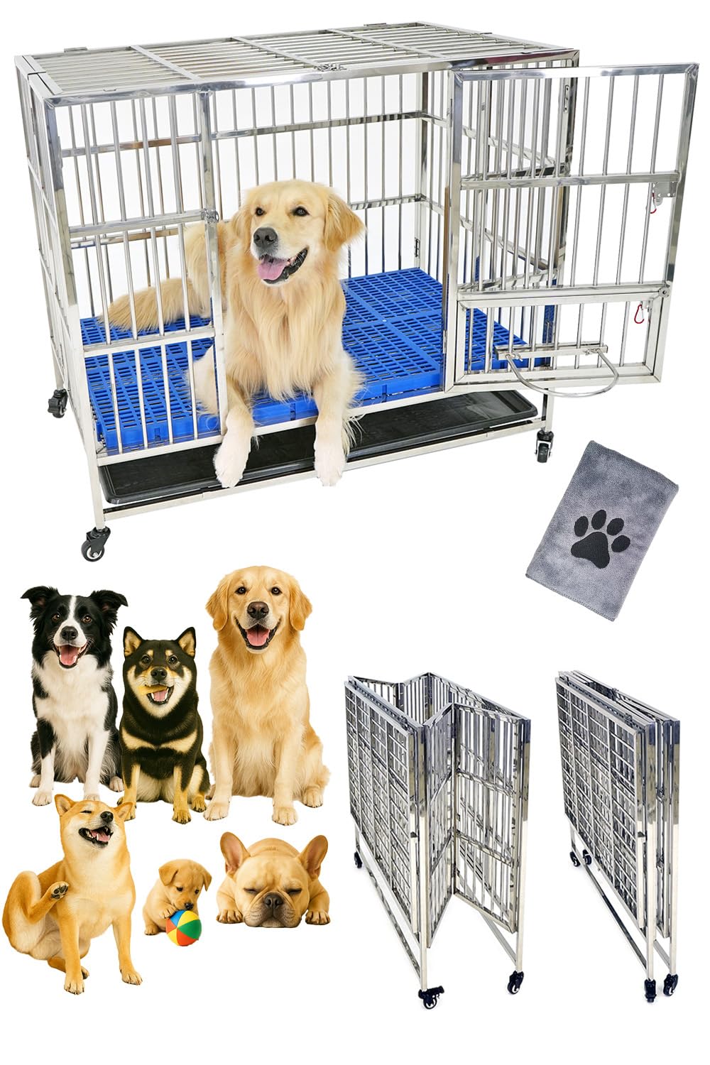 ★直接引き渡し★中型犬用金属製犬用ケージ&屋根 Amazon.co.jp: PETOOP ステンレス ドッグケージ 犬ゲージ 中型犬 脱走
