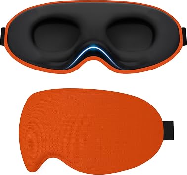 Gritin 100% Blackout Sleep Eye Mask for Side Sleeper Men Women,Zero Eye Pressure 3D Contoured Sleeping Mask with Adjustable Strap,Ergonomic Design Night Blindfold,Ultra Soft Comfortable-Bright Orange