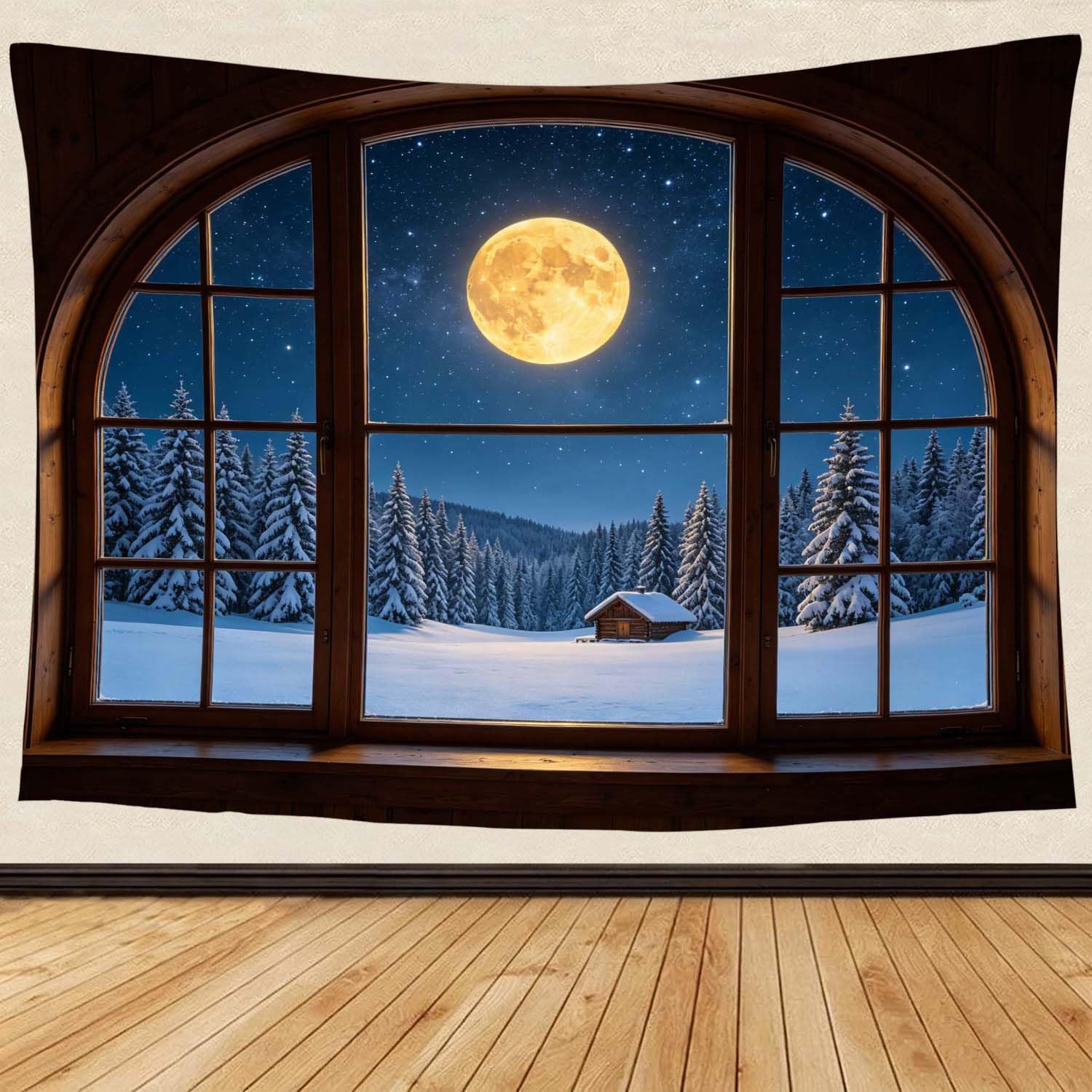 Arazzo da Parete Grande 300x260 cm Finestra Illusionistica 3D Telo da Parete