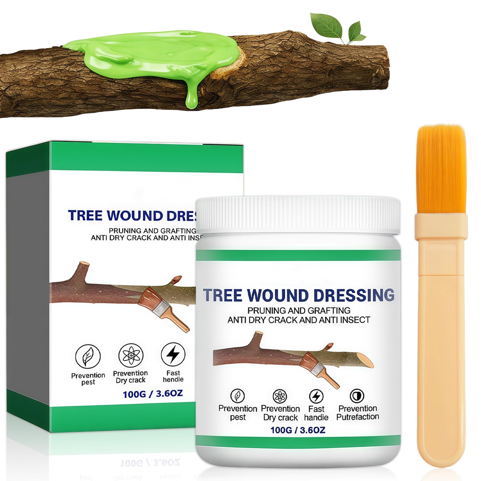 Flintronic 100g Tree Wound Sealer with Brush, Professional Pruning Sealant & Grafting Wax for Bonsai, Shrubs & Trees, Fast Healing & Anti-Crack Formula — image 1