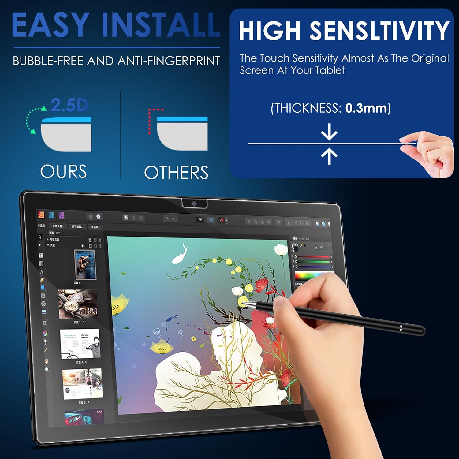 DETUOSI 2 Pack 10.1 inch Screen Protector for ‎ECOPAD THTH-K12C 10.1 inch Android 13 Tablet, Ultra-Clear/Case-Friendly/Touch Sensitive/Bubble Free/Anti-Scratch Tempered Glass thumbnail