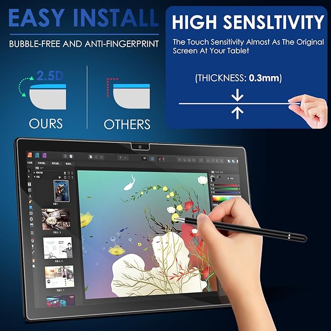 DETUOSI 2 Pack Protector de Pantalla para ECOPAD THTH-K12C 10.1" miniatura 4