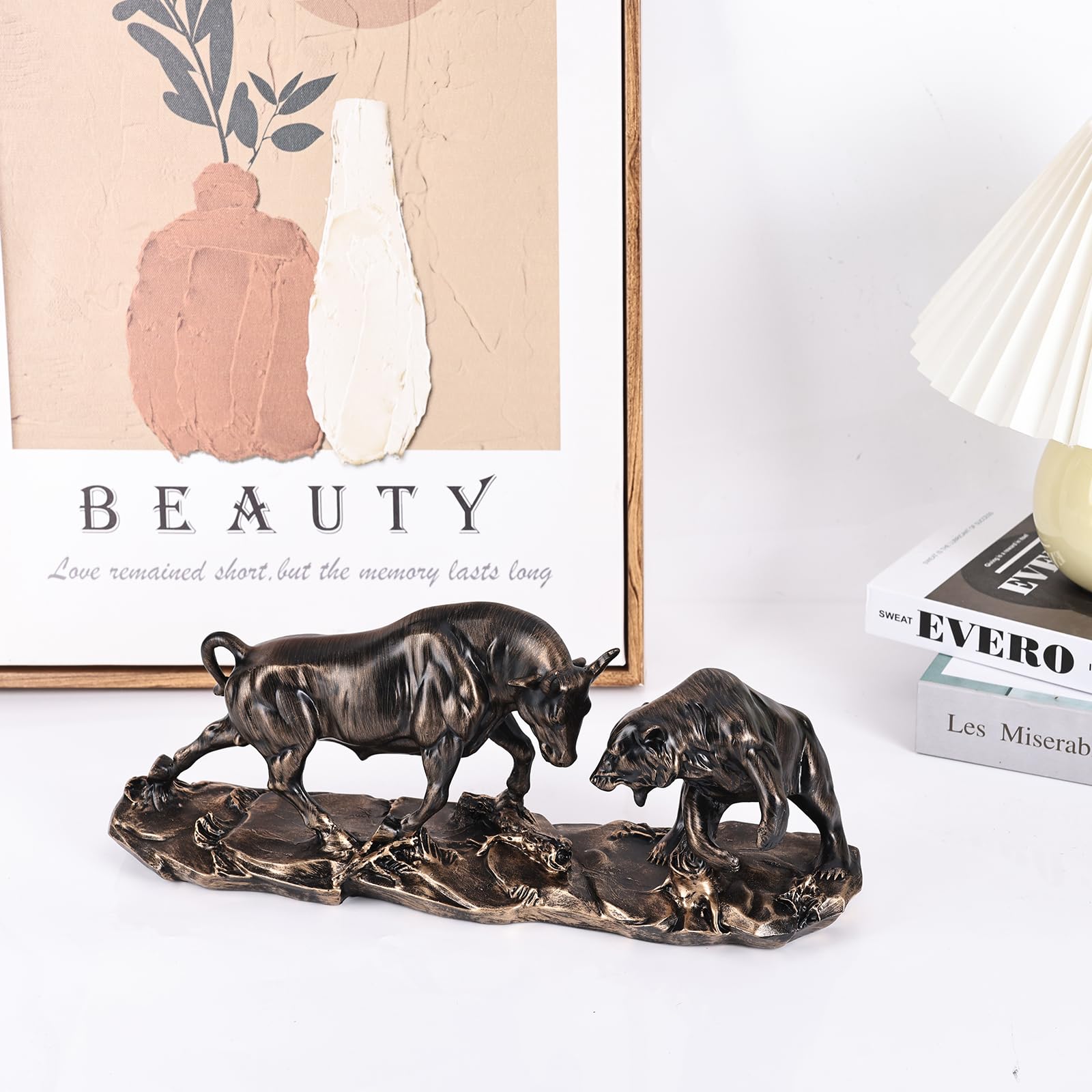 Estatua de toro y oso de Wall Street, escultura de animal de toro del mercado de valores de carga, figura única de toro contra oso, decoración de mercado de valores para oficina, hogar,