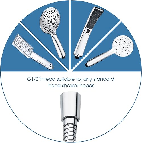 Miniatura 7 de BRIGHT SHOWERS Manguera de ducha para cabezales de ducha de mano, manguera de ducha de mano de acero inoxidable extra larga de 79 pulgadas, pieza de