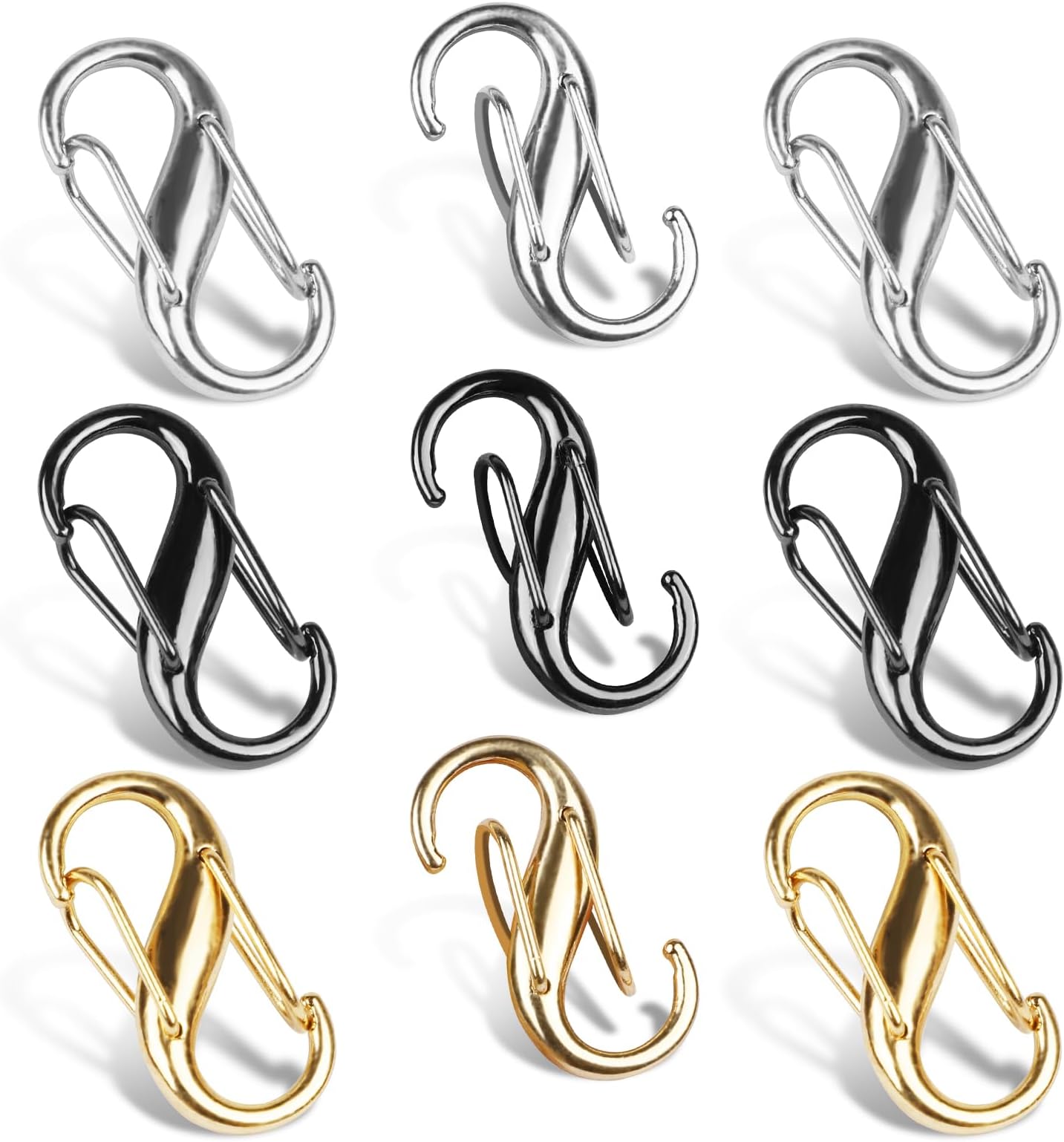 9 PCS Zipper Lock Clips, 3 Colors Zippers Locks Anti Theft Deterrent, Carabiner Pull Replacement Clip Dual Opening Backpack Purse Pickpocket Protection Accessories for Camping Travel to Keep Closed