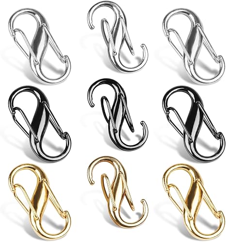 9 clips de cierre de cremallera, 3 colores con cierres, antirrobo, clip de repuesto de mosquetón de doble apertura, mochila para bolso carterista