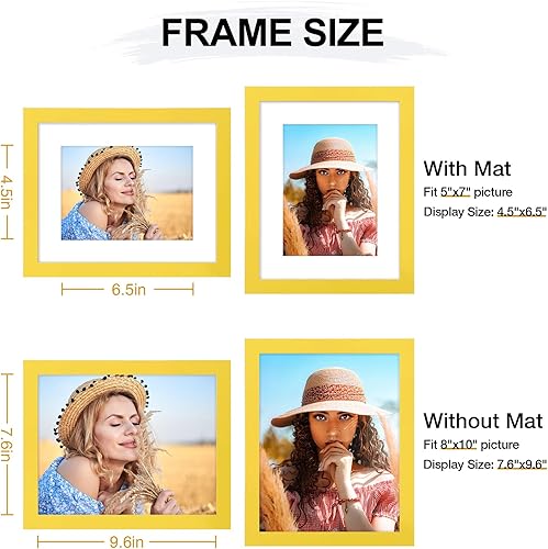 Miniatura 5 de Vittanly Portarretratos de madera de 8 x 10 pulgadas, con plexiglás inastillable, para exhibir fotos de 5 x 7 pulgadas con paspartú o de 8 x 10