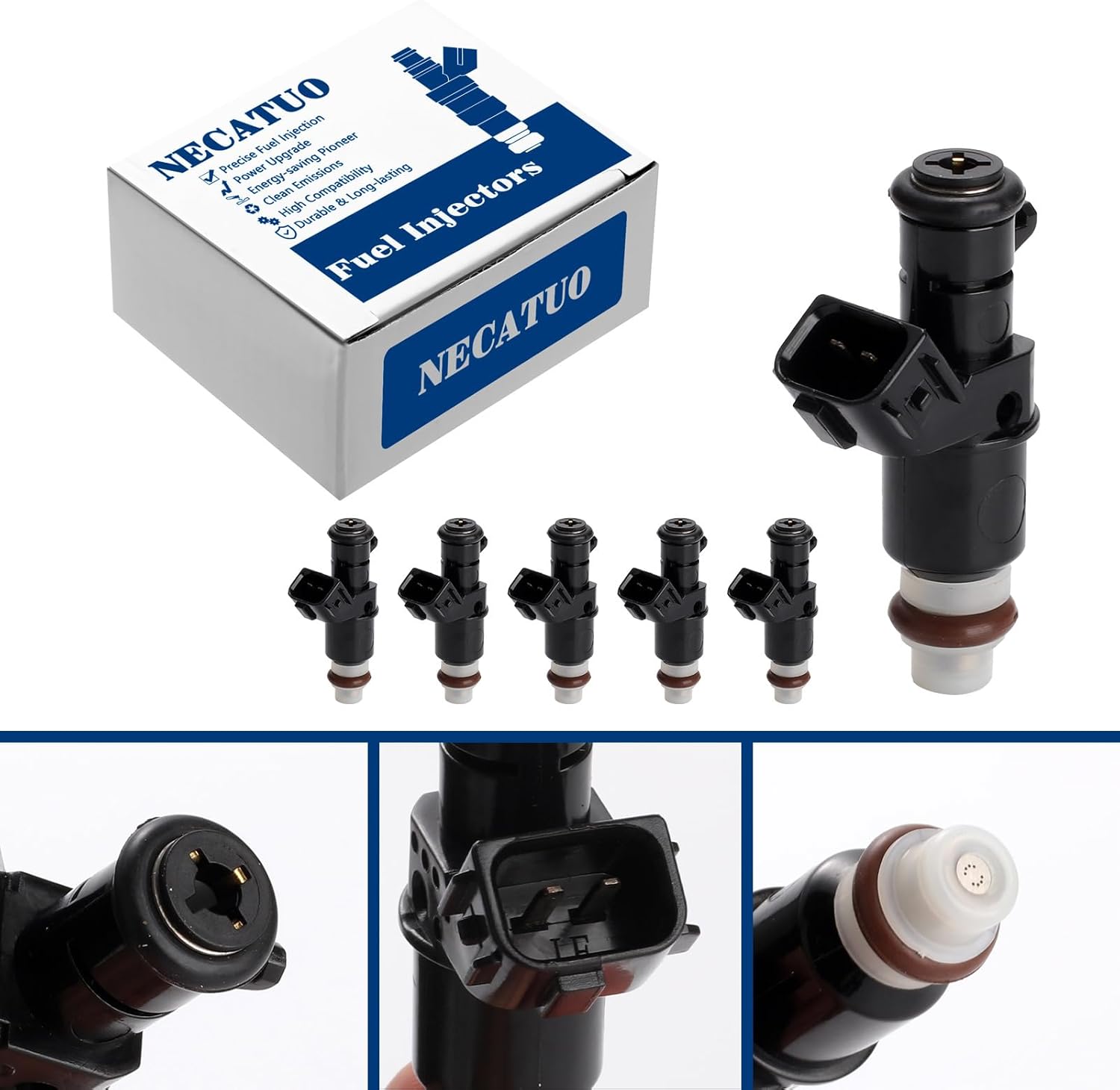 Set of 6 Fuel Injectors - Compatible with Honda Accord Pilot Odyssey Ridgeline Acura MDX TL Saturn Vue 3.0L 3.5L - Replaces FJ485 800-1492N 16450-RCA-A01