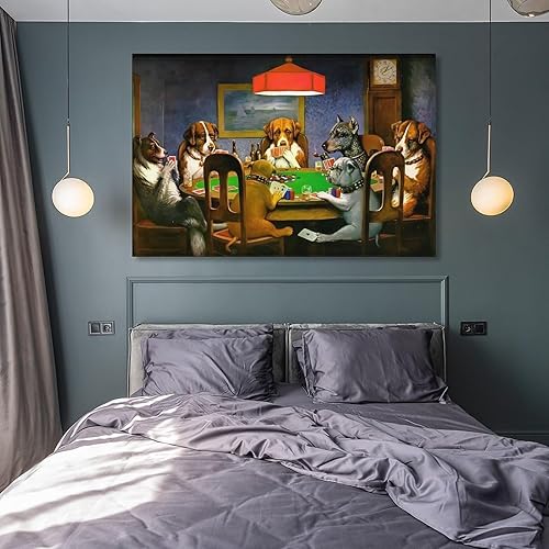 Miniatura 8 de Thcbme Póster de perros jugando al póquer, pintura decorativa, decoración de baño, sala de estar, lienzo sin marco, 12 x 18 pulgadas (11.8 x 17.7 in)
