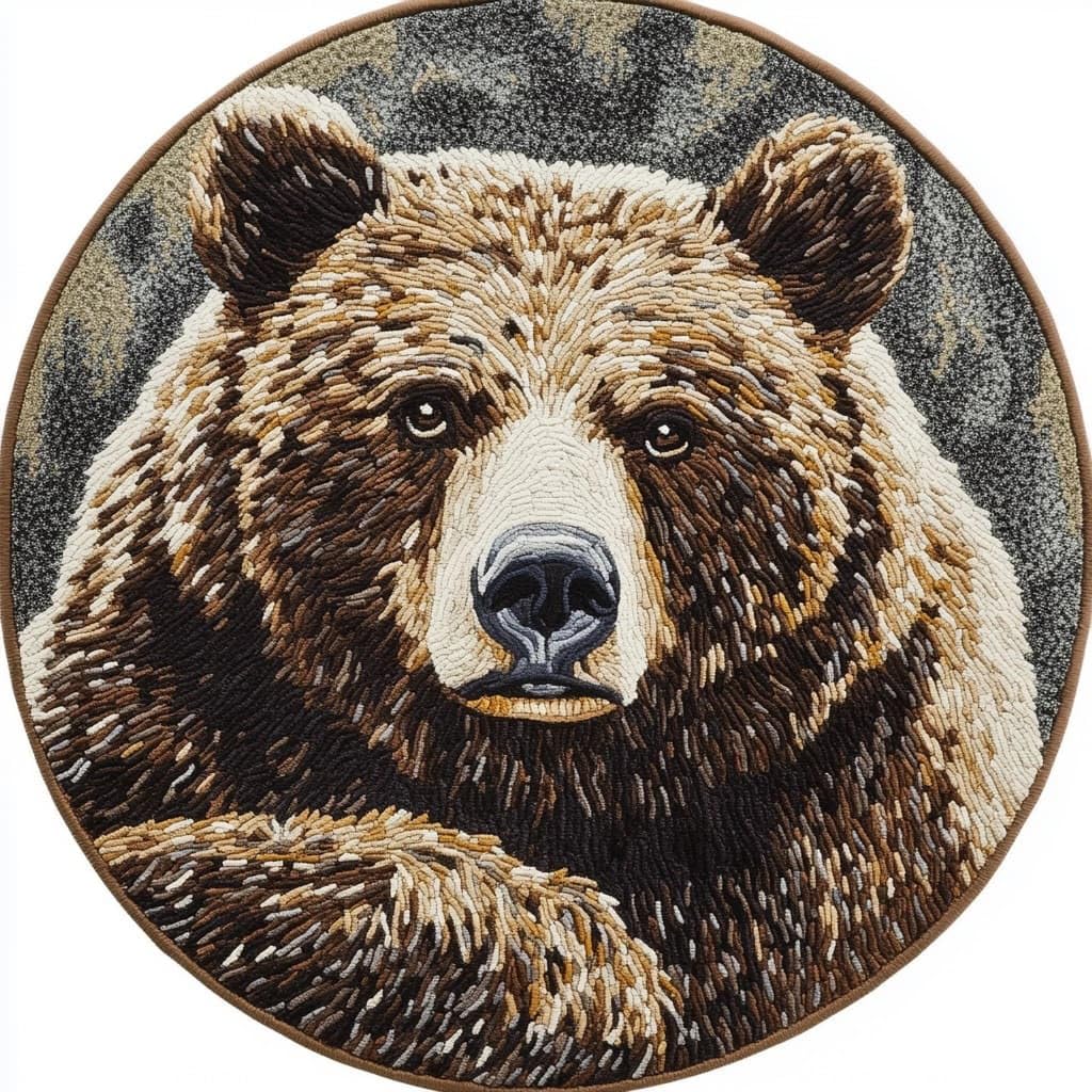 AMBATTERY Latch Hook Kits for Adults,Rug Making Kit,Animal Brown Bear