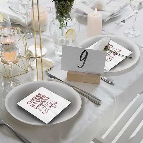 Miniatura 4 de Servilletas de cóctel de boda Cheers To Love Laughter  50 servilletas de boda para recepción  Servilletas de despedida de soltera de 3 capas,