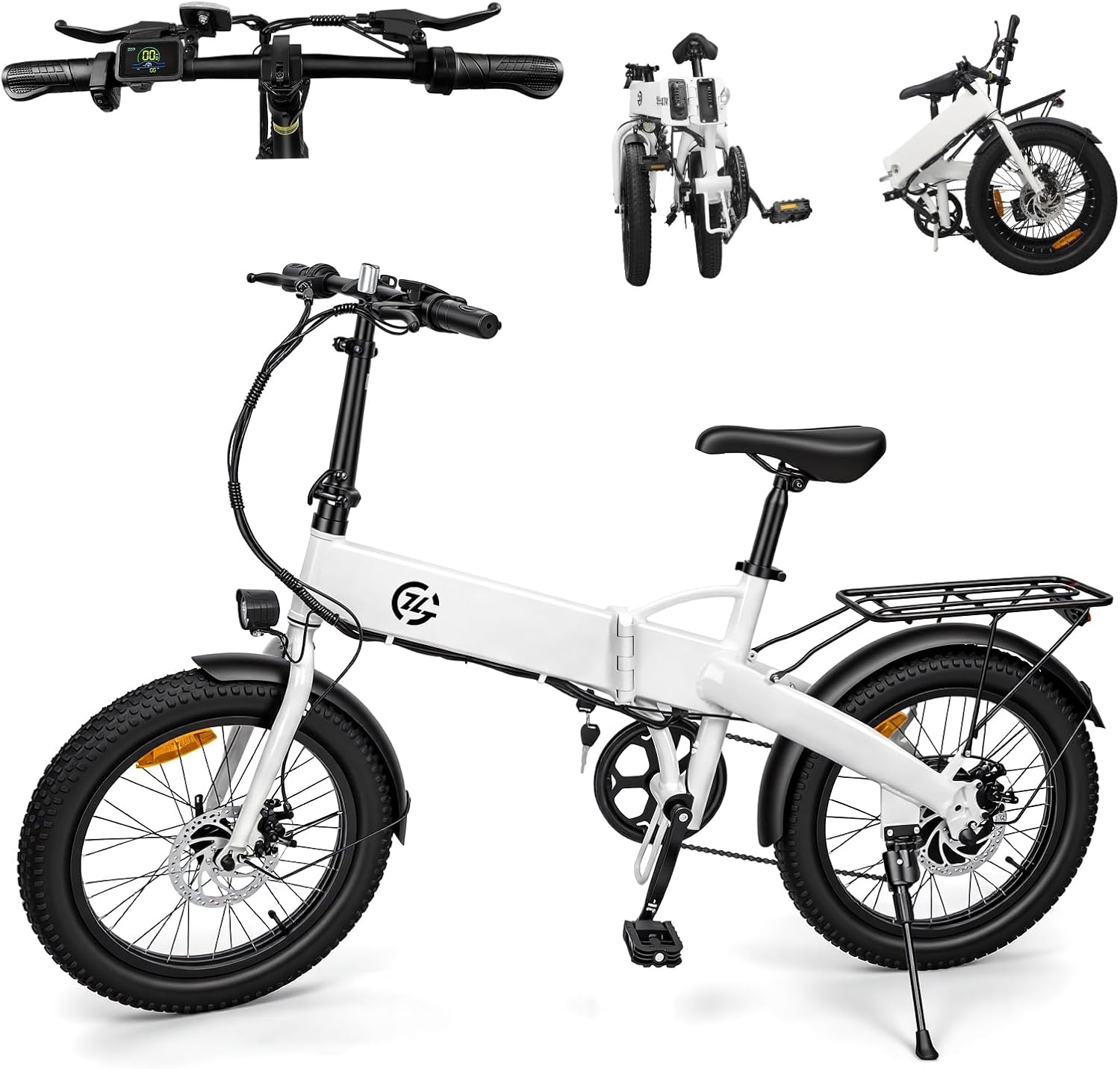 Folding Electric Bike Adults 20“ Electric Bicycle 20x3.0" Fat Tires Mountain Dirt Electric Bike 1200W 1500W 2000W Peak Brushless Motor 20-35 MPH 480Wh 749Wh 873Wh Battery 20-60Miles Commuting Ebike