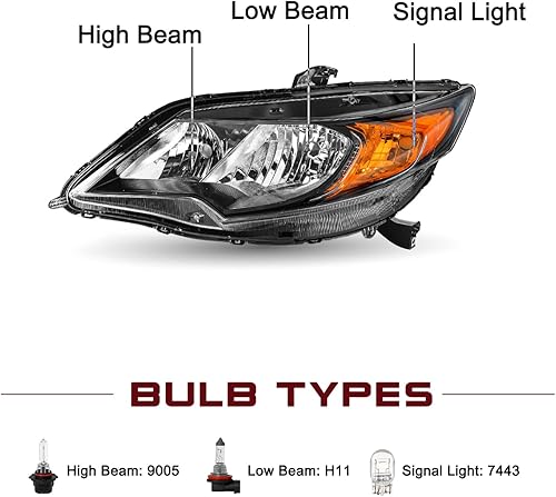 Miniatura 2 de JSBOYAT Reemplazo del conjunto de faros para Honda Civic Coupe 2014-2015 de 2 puertas estilo OE (L+R)