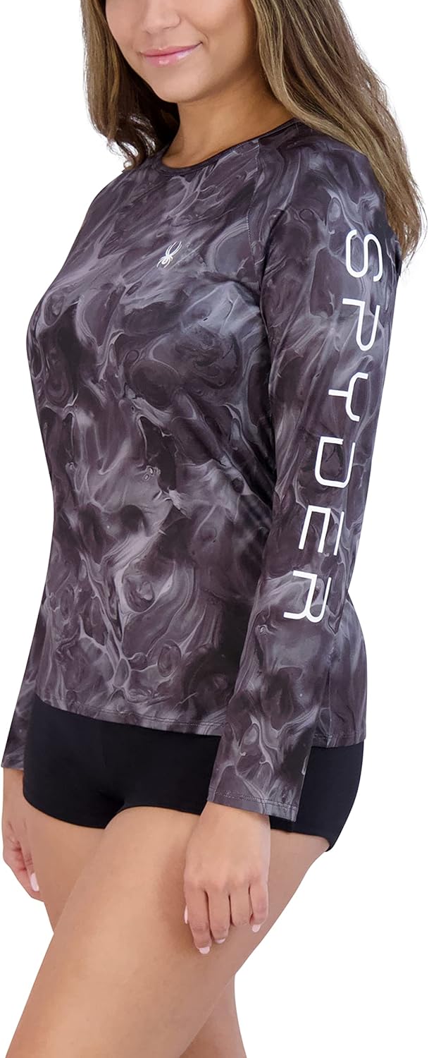 Spyder Women's Long Sleeve Rashguard – Quick-Dry, UPF+, Swim Shirt, Beach, Surfing, Hiking, Gym, Yoga