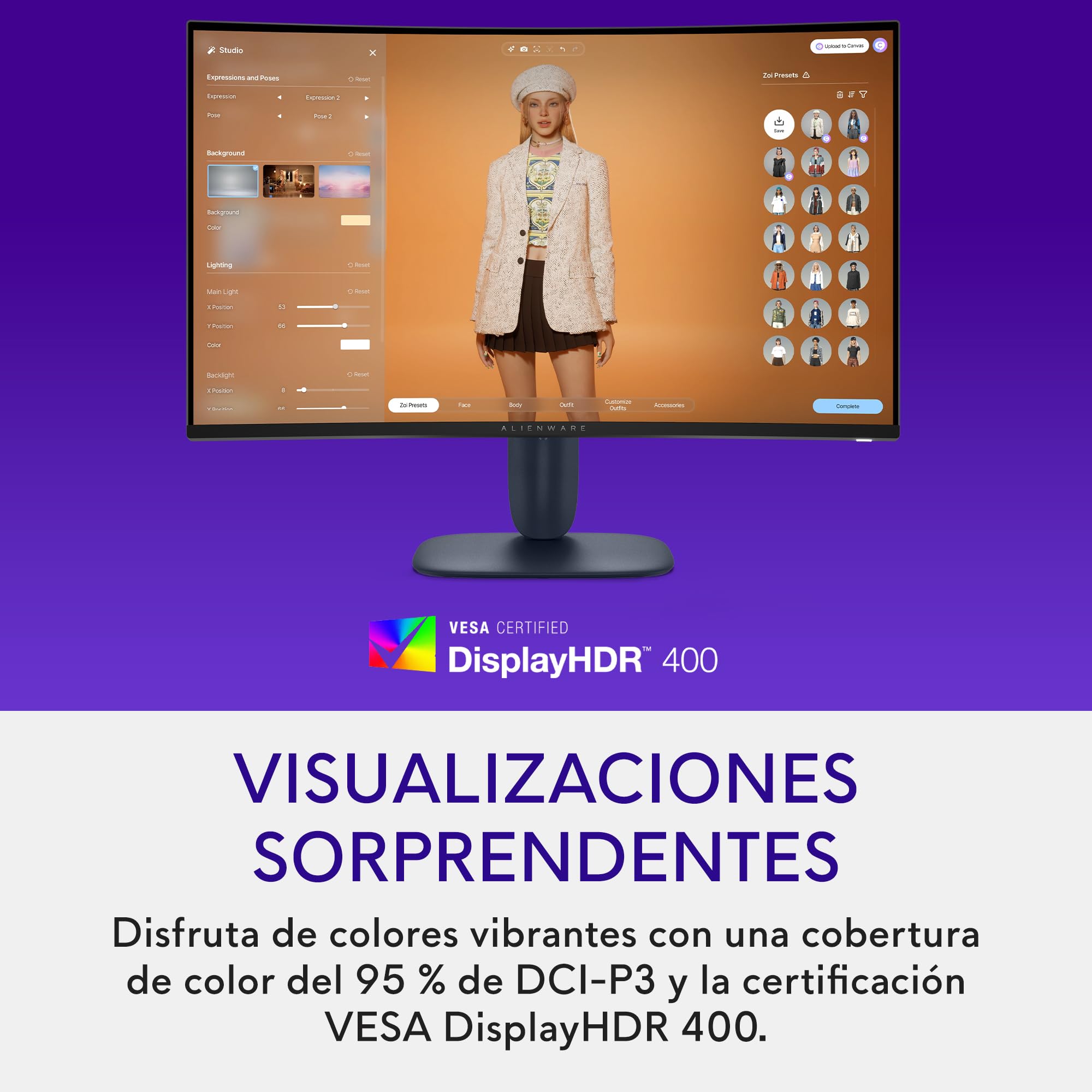 Alienware 32 Monitor Gaming - AW3225DM, QHD (2560x1440), 1500R Curvo, 180Hz, VA, 1ms, AMD FreeSync, VESA AdaptiveSync, 95% DCI-P3, HDR400, DisplayPort, 2 HDMI, 3 USB,