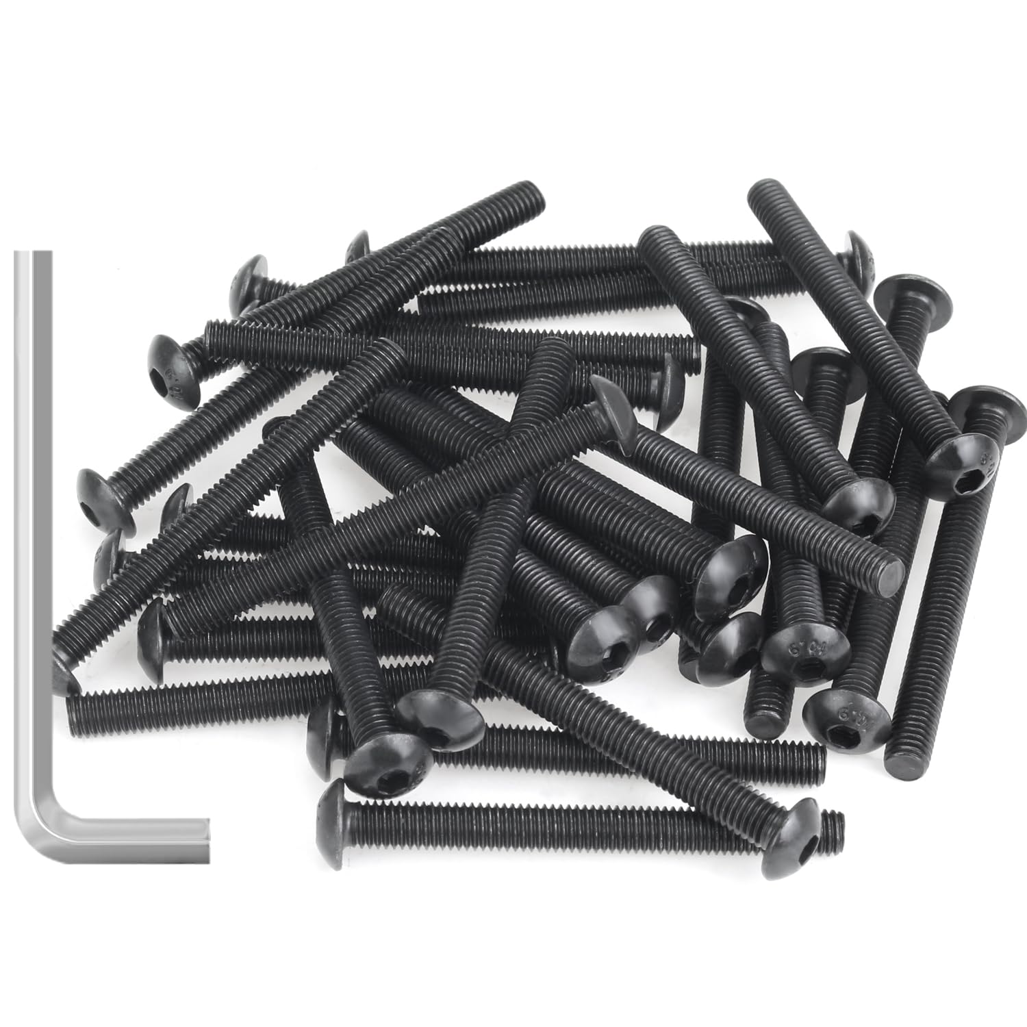 35 Pieces M5 x 50mm Button Head Socket Cap Screws, Thread Pitch 0.8mm, Sutemribor M5 Black Screws, 10.9 Grade Alloy Steel, Black Oxide Finish, Fully