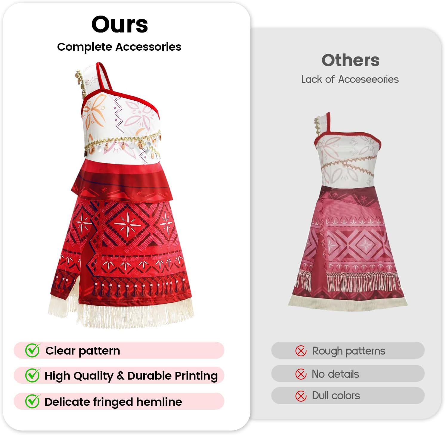 Esvaiy Princess Dress Up Costume for Girls, Fancy Ocean Adventure Costumes for Halloween Christmas Birthday Party - Image 3