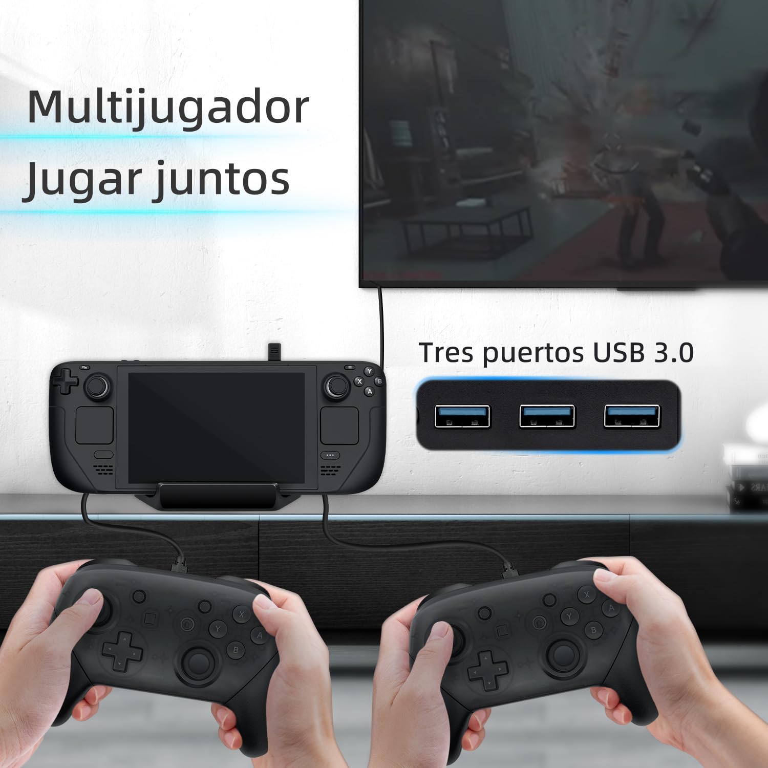 Mcbazel 6 en 1 Steam Deck Docking Station, con HDMI 2.0 4K@60Hz, Tres Puertos USB 3.0, Carga de 100W para Steam Deck, ROG Ally, Legion Go, MSI Claw, Nintendo Switch, Switch OLED(Pas pour Switch 2)