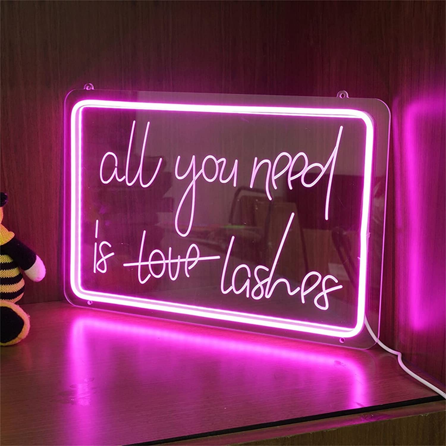 Letrero de neón LED for salón de Belleza, decoración de pestañas Personalizadas, Luces de Noche Rosas, Luces de neón USB, Letrero Luminoso for Colgar en la Pared, 30x20cm (Size : 30x20cm)