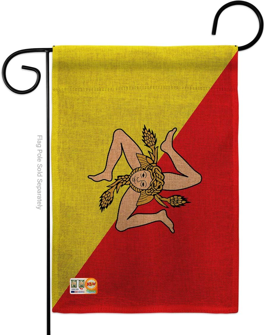 Sicily Burlap Garden Flag Nationality Nation International World Country Particular Area Small Decorative Gift Yard House Banner Double-Sided Made In USA 13 X 18.5