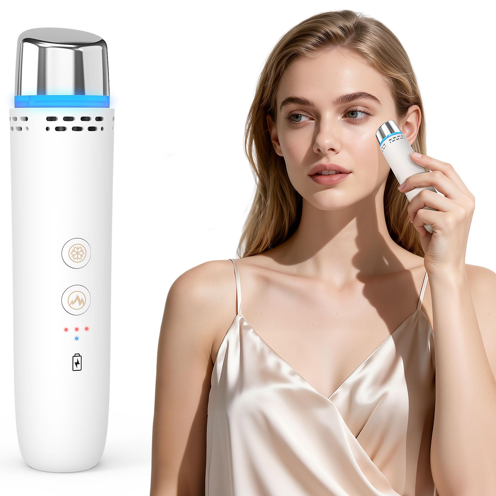 Depuffing Wand 2-in-1 Cold and Heat Eyes Face Depuffing Wand Face Ice Roller for Puffiness Dark Circles Skin