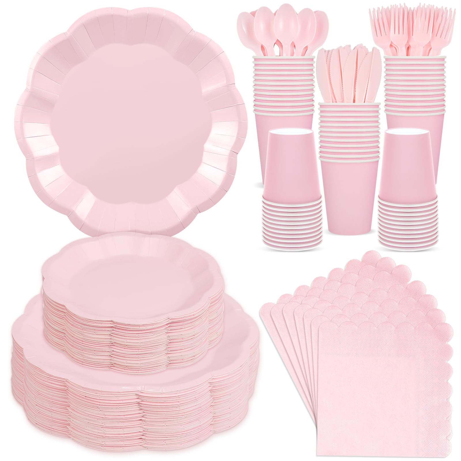 White Party Plates & Napkins - Serves 25 Guests -24