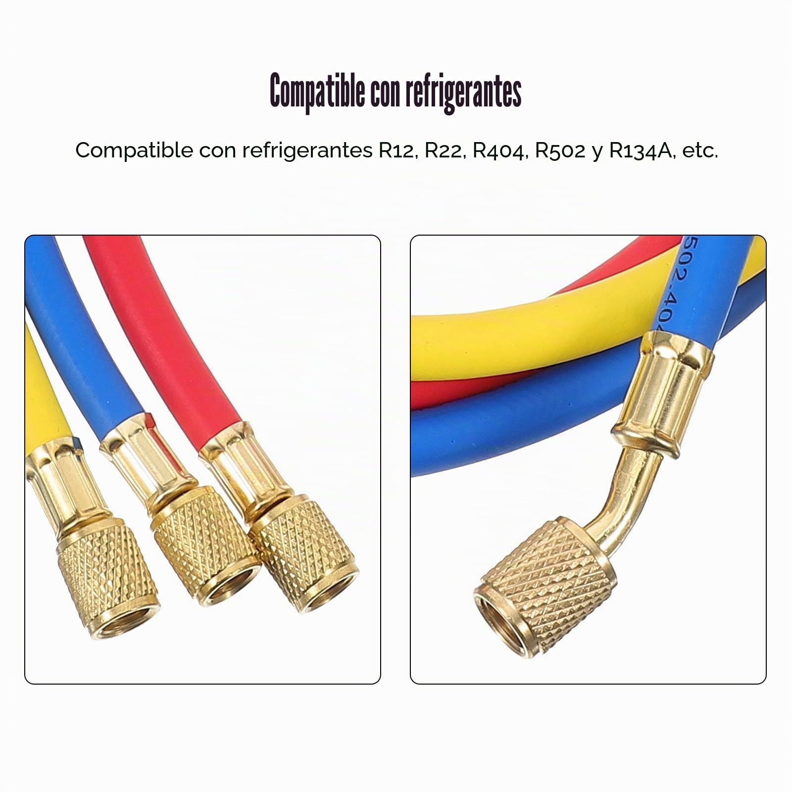 36 inch AC Charging Hose HVAC Refrigerant R12 R22 R404 R502 R134A Car Air Conditioning Refrigeration Tube 3000-600 PSI Standard 1/4" SAE Hose Gauge Hose With Fittings (Blue)