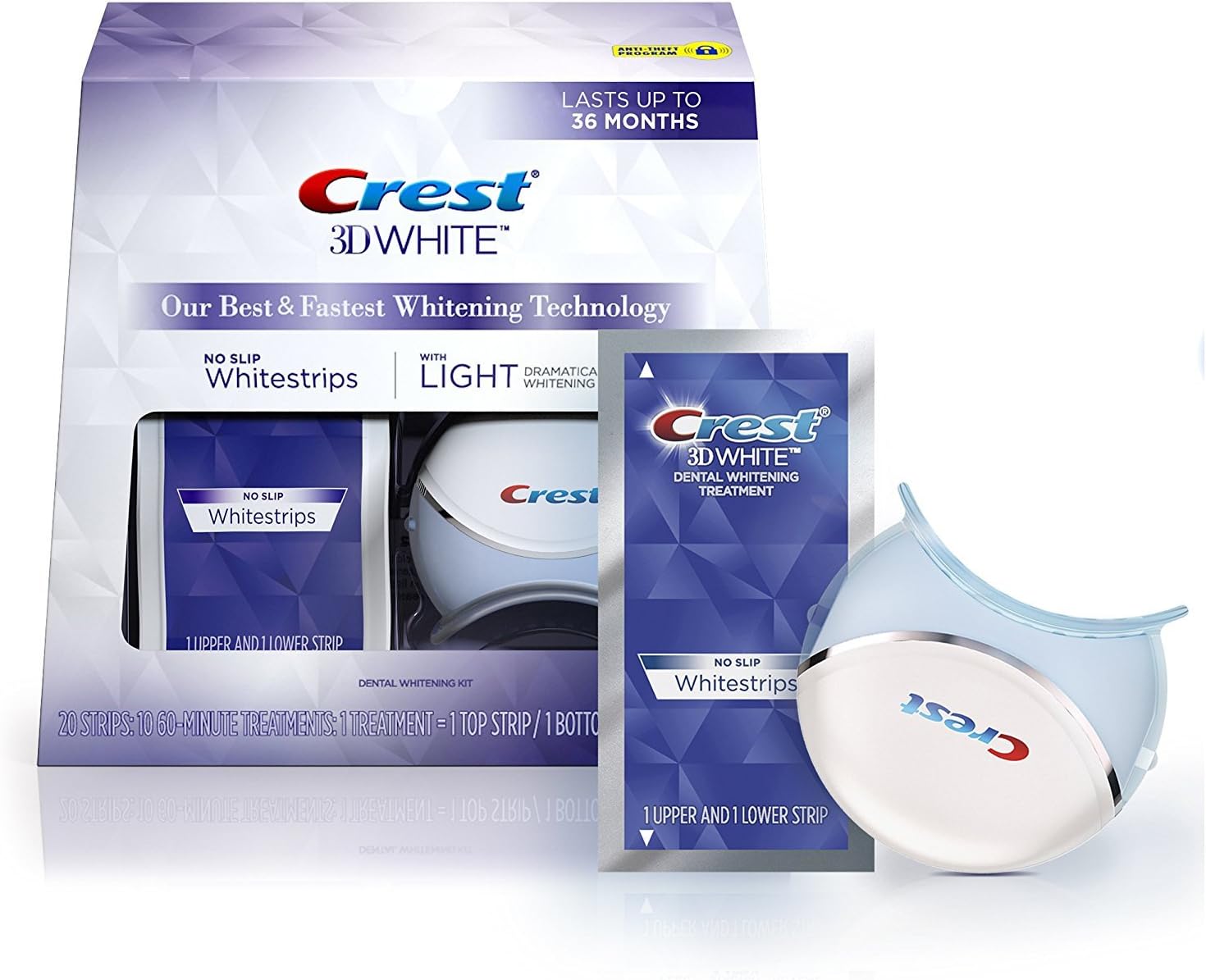 Crest 3D Whitestrips with Light, Teeth Whitening Strip Kit, 20 Strips (10 Count Pack