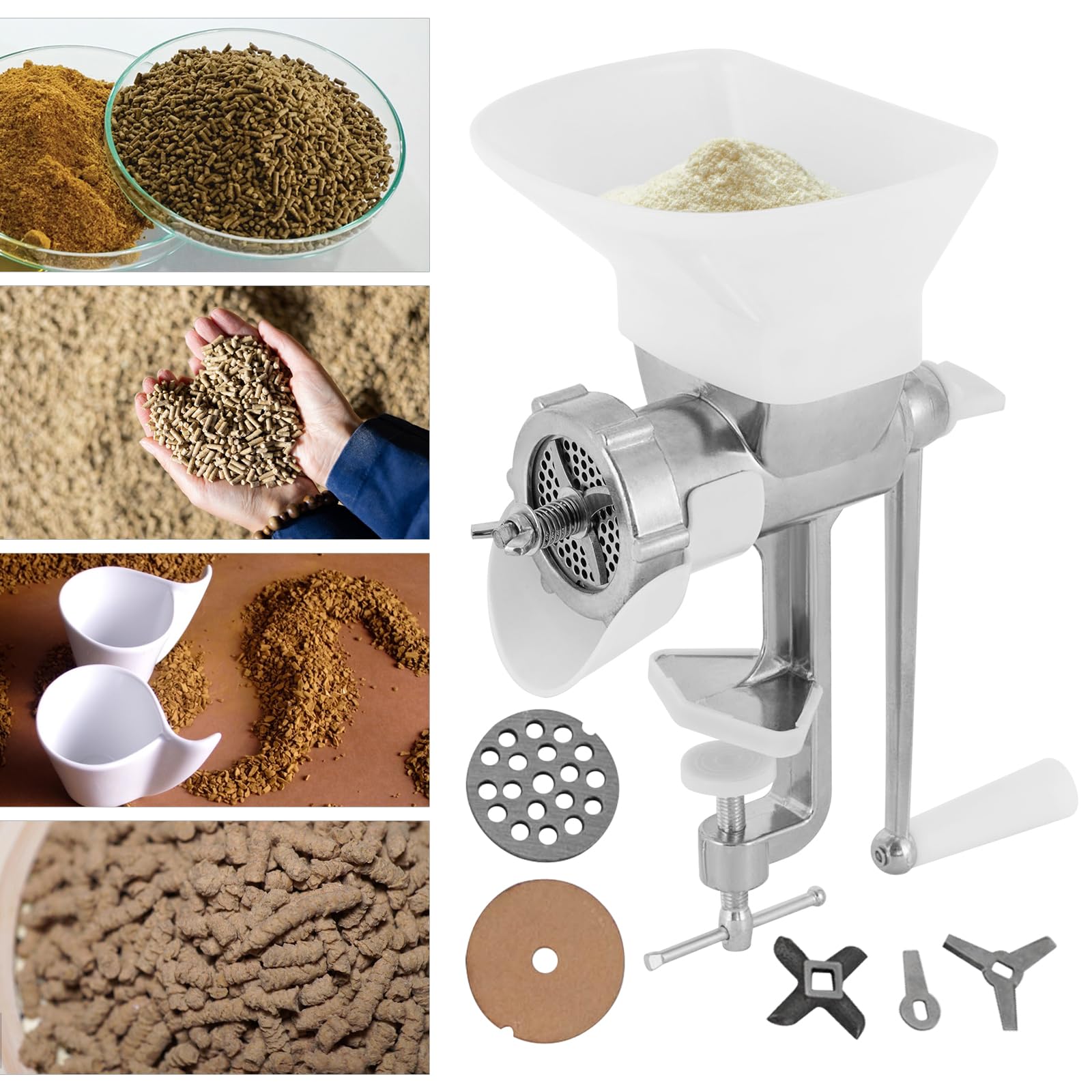 GEYOPMID Pellet Mill, Feed Pellet Machine Aluminum Alloy Manual Animal Feed Food Pellet Machine Pellet Maker Machine Animal Feed for Making Bird and Fish Feed Pellet Machine