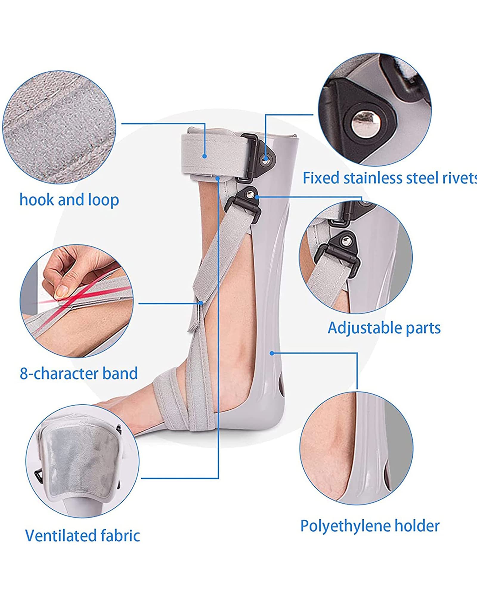 La ortesis de caída del pie Puede Usar Zapatos, férula para el Tobillo y el pie, Soporte para accidente cerebrovascular, hemiplejía, estabilizador inmovilizador para Dormir, L