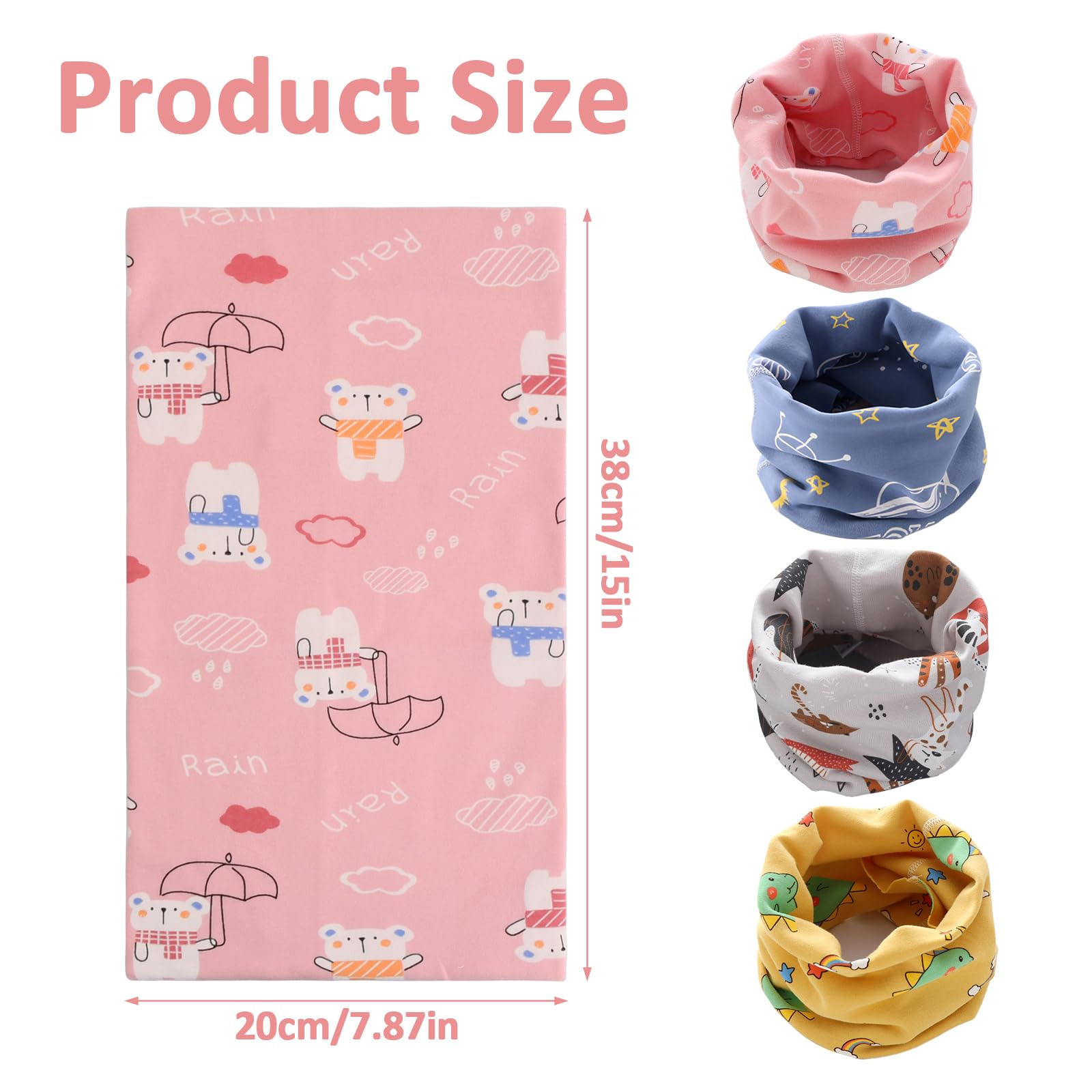 Amexo 4 piezas Pañuelos de Cuello para Niños, Bufanda Algodón Bebé, mantener caliente elasticidad Braga Cuello Bebé, Multifuncional resistente al viento Niños Bufanda para invierno primavera y otoño