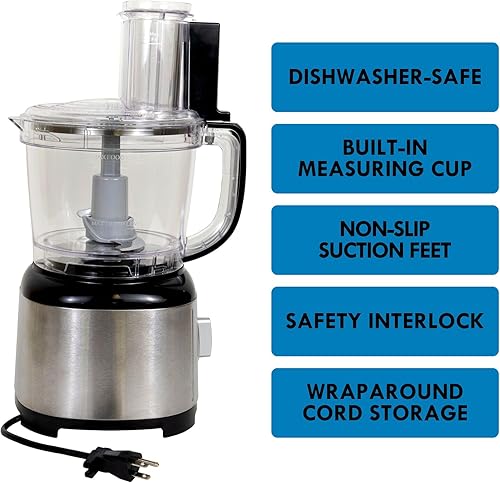 Miniatura 4 de Kenmore - Procesador de alimentos y picador de verduras de 11 tazas con disco reversible para cortar/triturar, picar, rebanar, picar, rallar, hacer