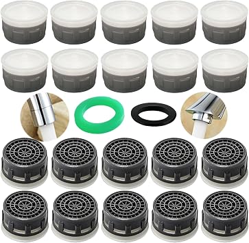 Faucet Aerator 2.2GPM Restrictor Plug-in Faucet Aerator Bathroom or Kitchen Replacement 20 pieces in white