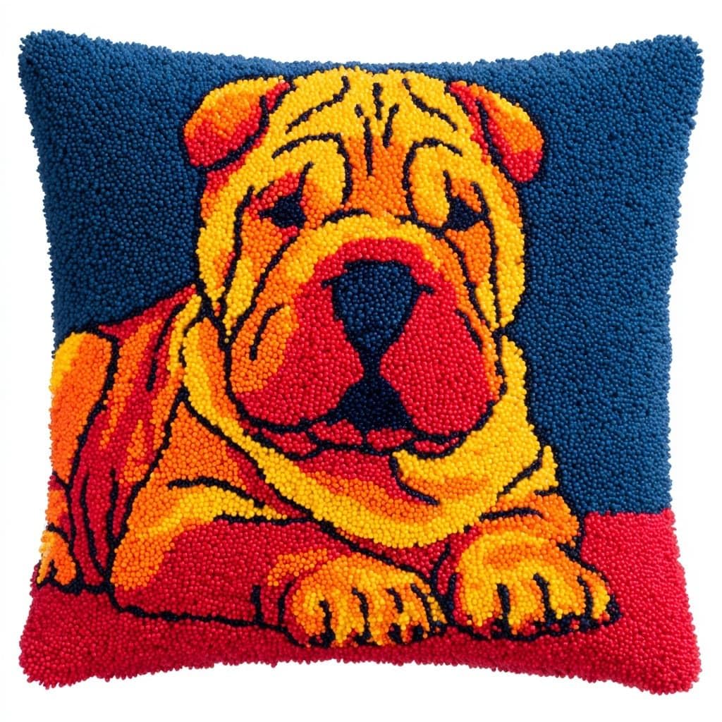 Henypt Latch Hook Cushion Kits, Dog
