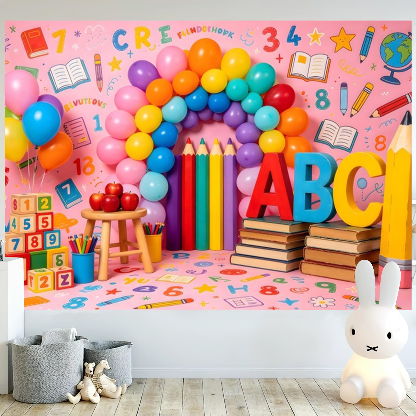 Banner per il ritorno a scuola, sfondo per il primo giorno di scuola, poster fotografico per feste di classe, decorazioni per feste, forniture per bambini, insegnanti, studenti, accessori per cabina