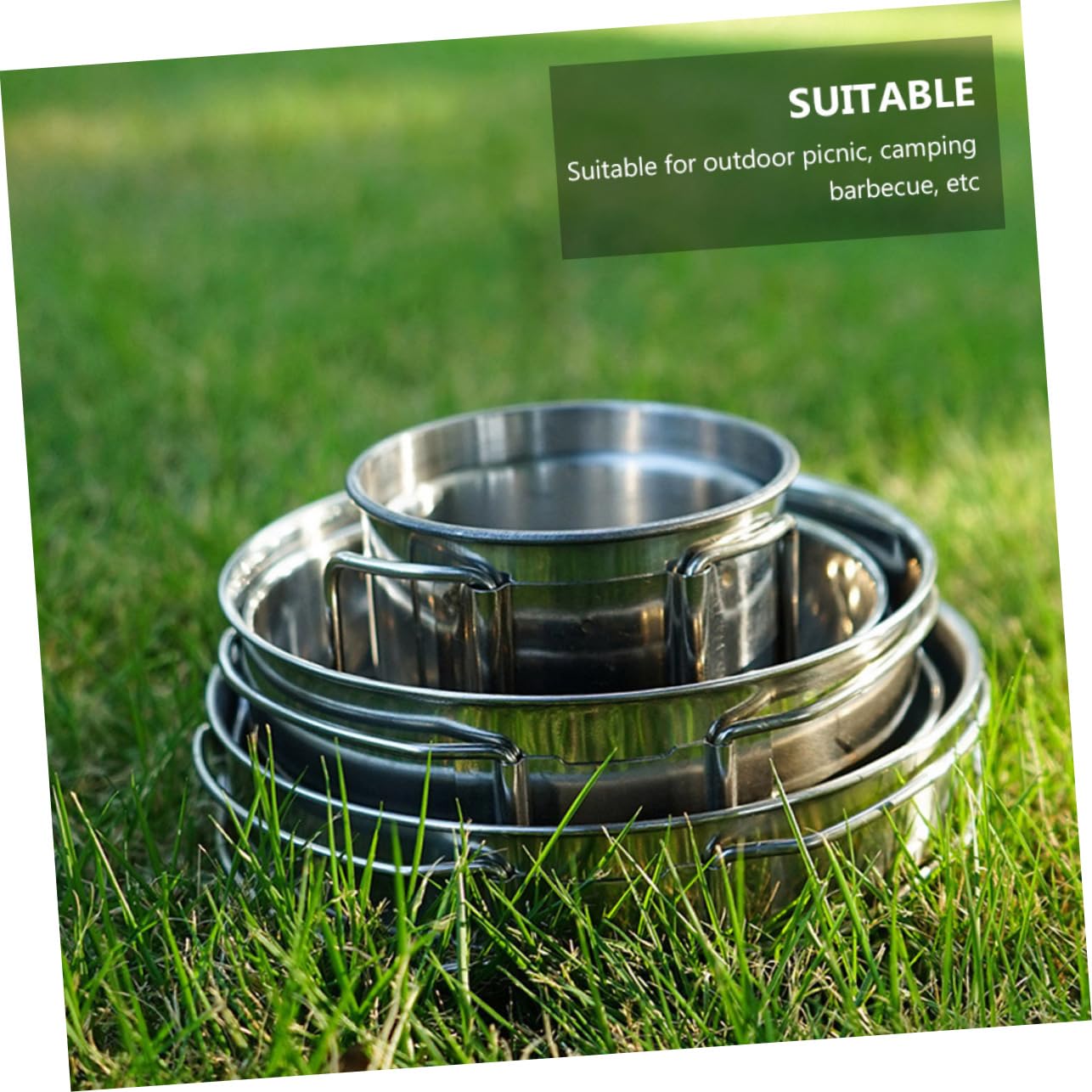 Mipcase 5Pcs Stainless Steel Camping Tableware Set Portable Picnic Pot and Cup Kit Lightweight Mess Kit for Outdoor Cooking Hiking BBQ and Family Gatherings