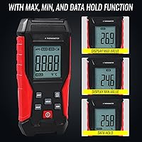 Vista 3 de Termómetro digital tipo K con dos sondas de termopar, -328°F ~ 2501°F Termómetro de termopar de un solo canal, medidor de temperatura HVAC