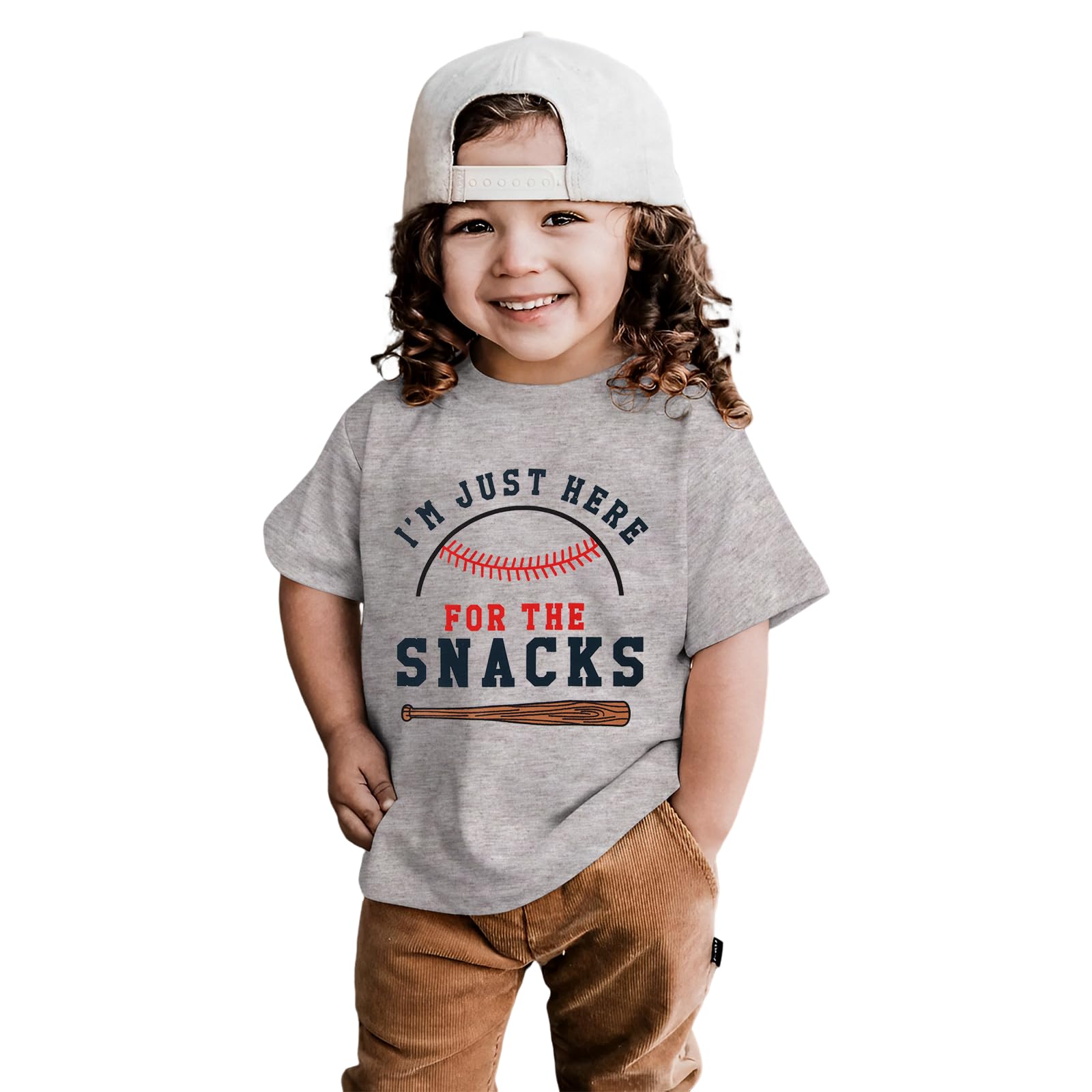 Toddler Baby Boy Girl Baseball Shirt Im Just Here for The Snack T Shirt Kids Summer Short Sleeve