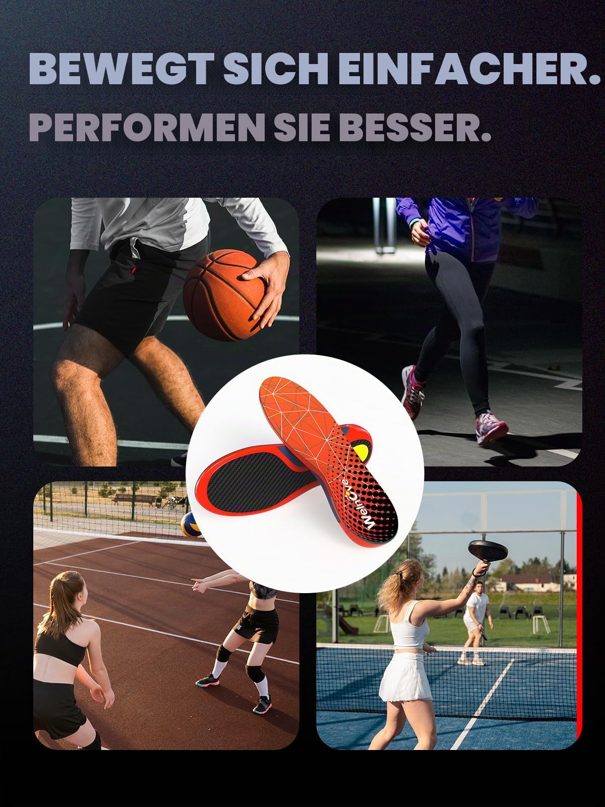 Welnove Carbon Einlegesohlen Fußball | Kohlefaser Einlegesohlen Sport für Basketball,Laufen & Hochintensivtraining | Sohle Carbon für Stabilität & Leistungssteigerung -XL-Damen 43-44|Herren 41-42