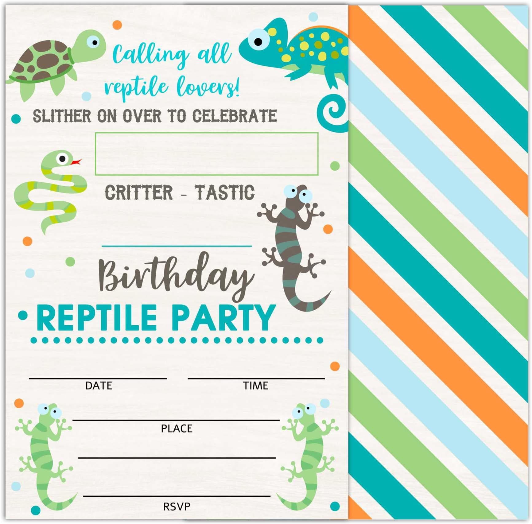 Amazon.com : Reptile Amphibian Birthday Party Invitation, Lizard Themed ...