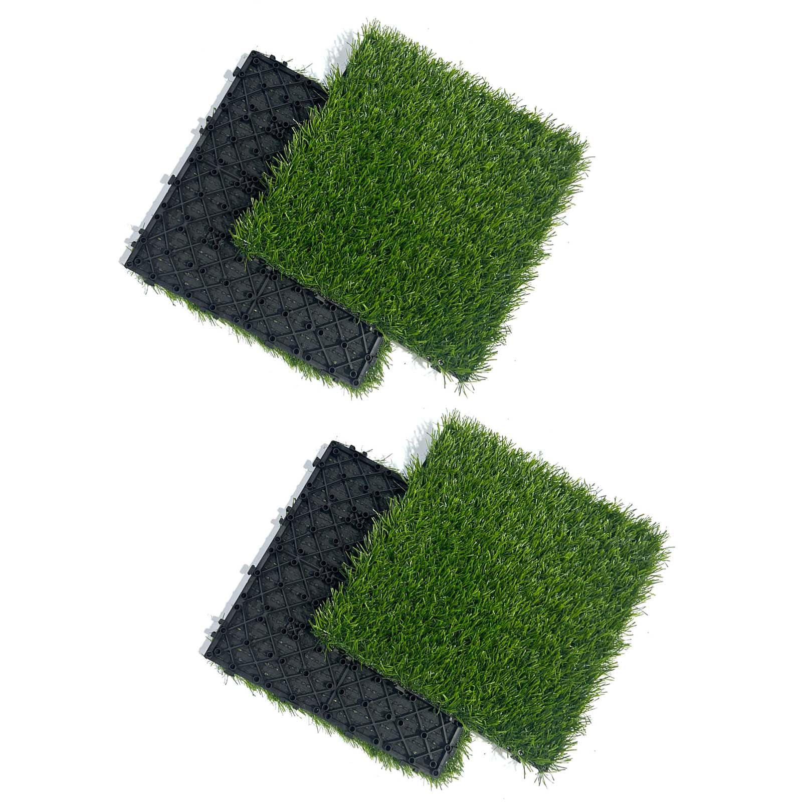 Dalles de sol en gazon synthétique x4 pour aménagement de jardin et balcon