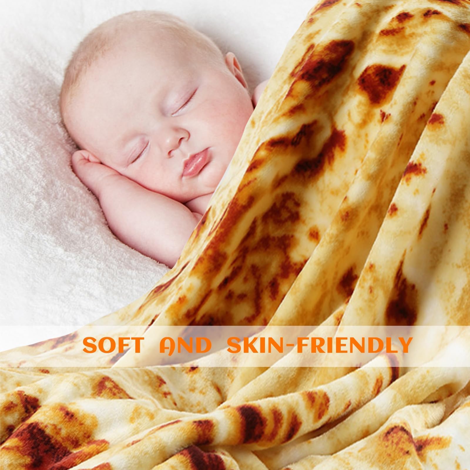Manta de Tortilla de Franela 150 * 150cm, Manta de Burrito de Tortilla de, Adecuada para Niños, Familia, Mascotas, Regalo, Suave y Cómoda para Mantener El Calor