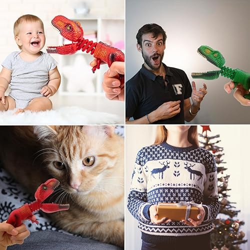 Miniatura 6 de Gosyfeti Divertido juguete para morder de dinosaurio, disparador telescópico realista T-Rex, ejercicios de velocidad, interactivo para mascotas,
