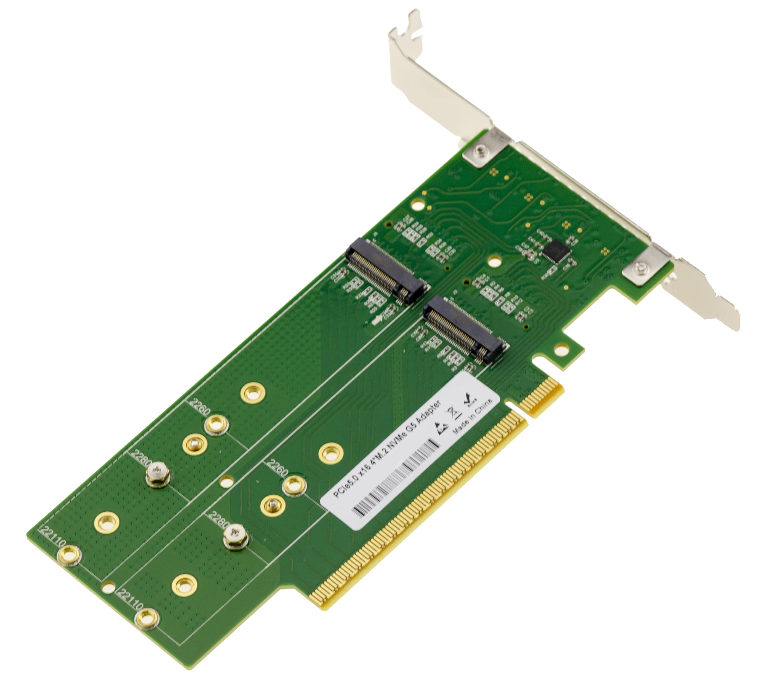 KALEA-INFORMATIQUE Karta kontrolera PCIe Gen 5.0 x16 dla 4 dysków SSD M.2 NVMe M Key Double Face, obsługa Gen5 128 Gb/s na dysk SSD