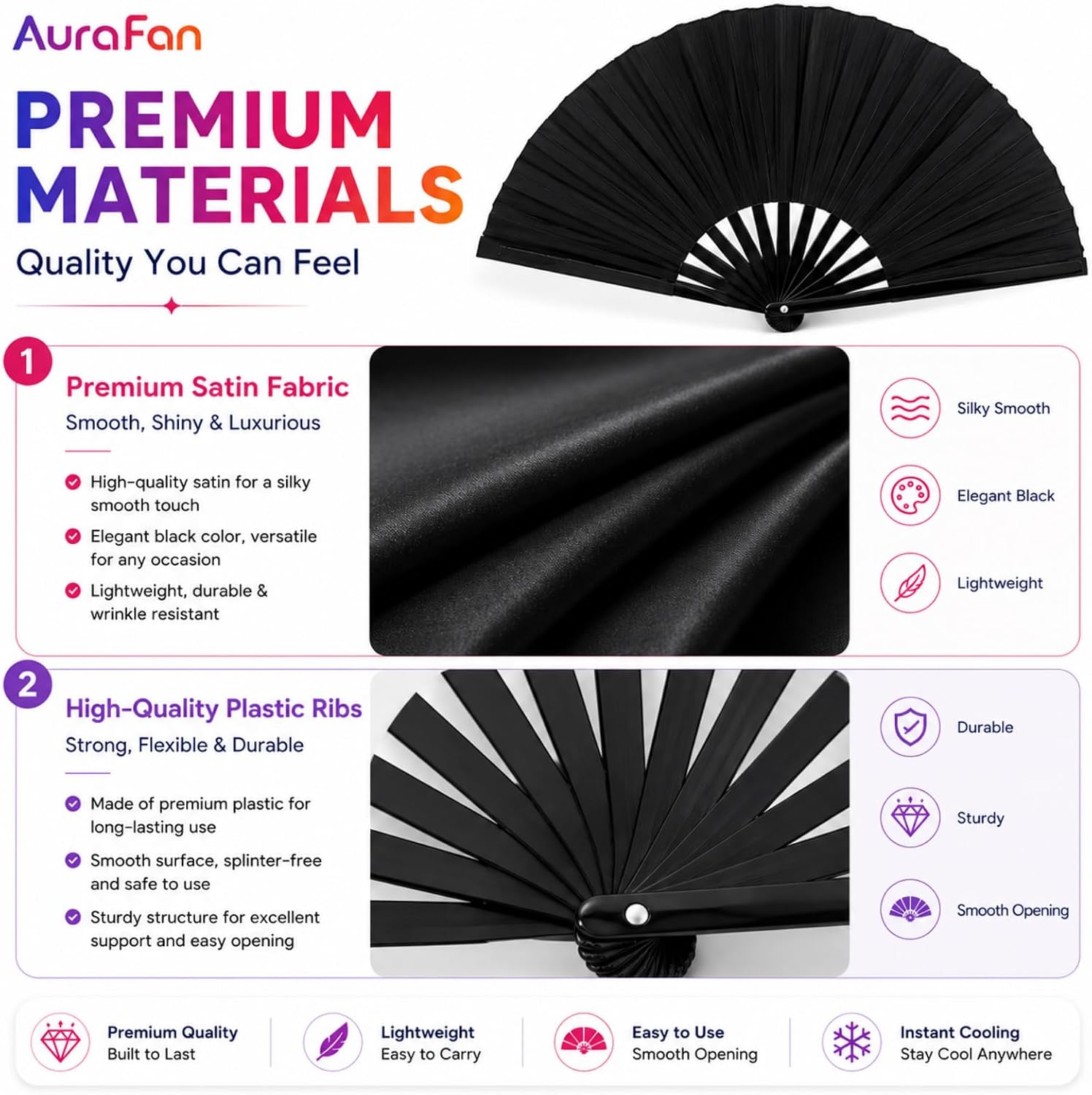 Foldable Hand Fans for Women, Clacking Performance Hand Fan