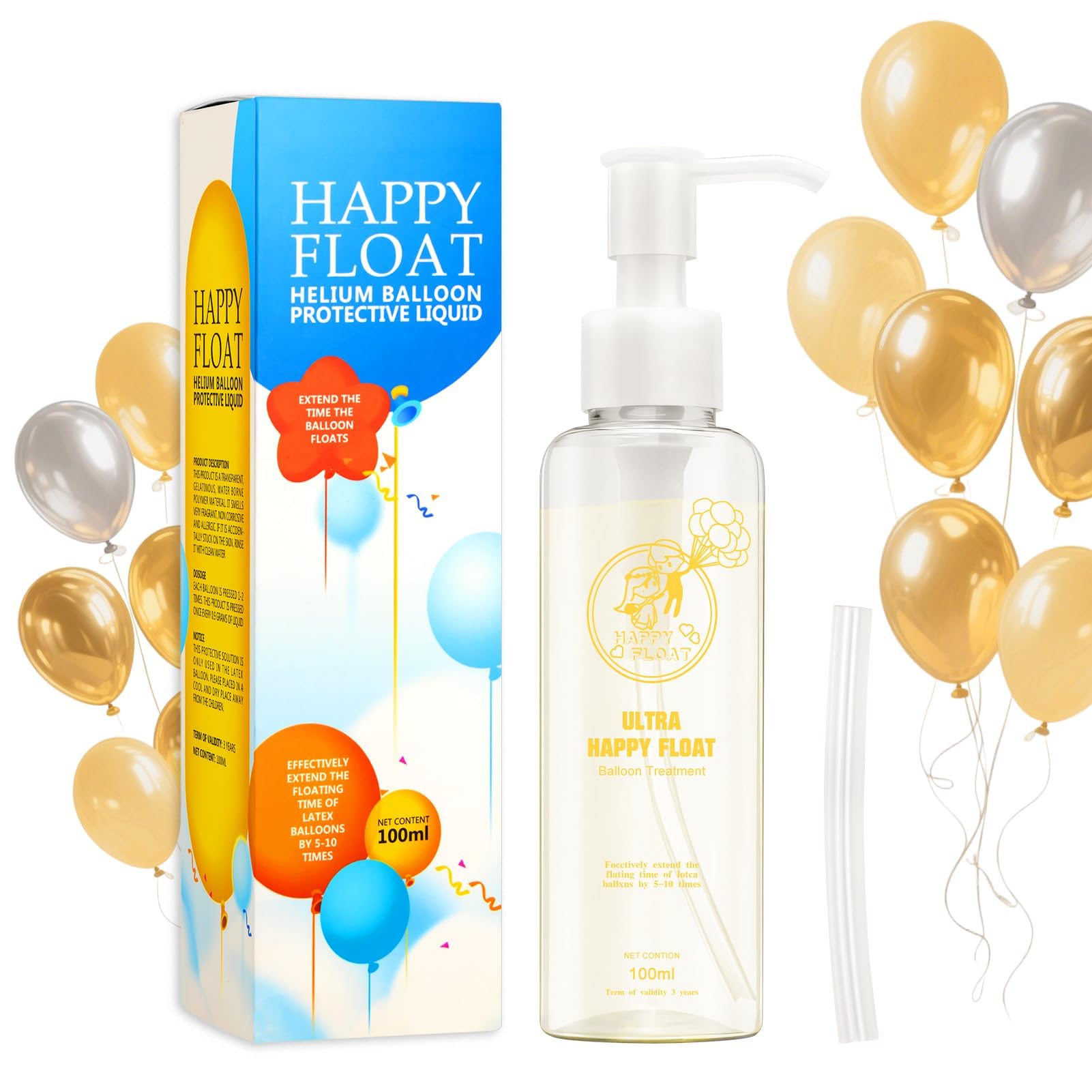 Helium Float Magic Treatment for Helium Latex Balloons, High Float for Balloons 100ml, Makes Them Float Longer, Balloon Protective Fluid for Weddings, Parties and Birthdays