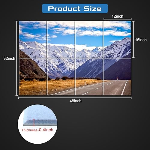 Miniatura 22 de Paquete de 8 paneles acústicos artísticos de espuma a prueba de sonido para paredes, paneles decorativos absorbentes de sonido de 48 x 32 pulgadas