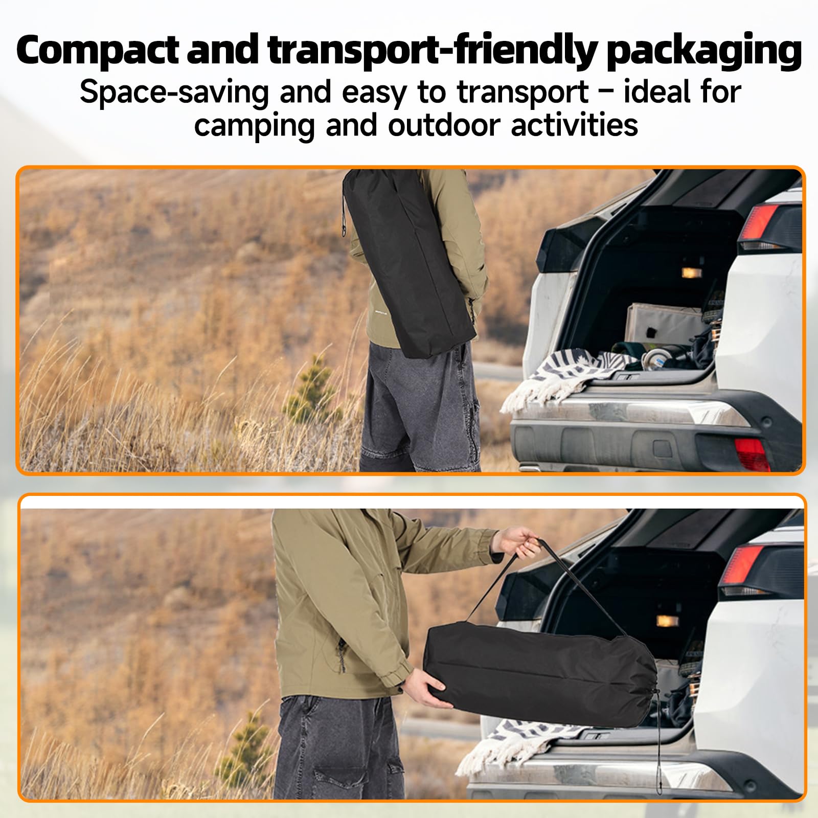 HAUSPROFI Mesa de camping plegable, 120 x 70 x 70 cm, grande para 4-6 personas, mesa plegable de aluminio 100 kg, mesa plegable con bolsa de transporte, mesa portátil para camping, pícnic, jardín