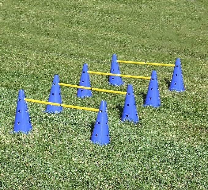 Ananya Sports Cone Hurdle Set – 10pcs x 9" Training Cones with 1 Side Hole + 5 pcs x Agility Poles (70cm Long)